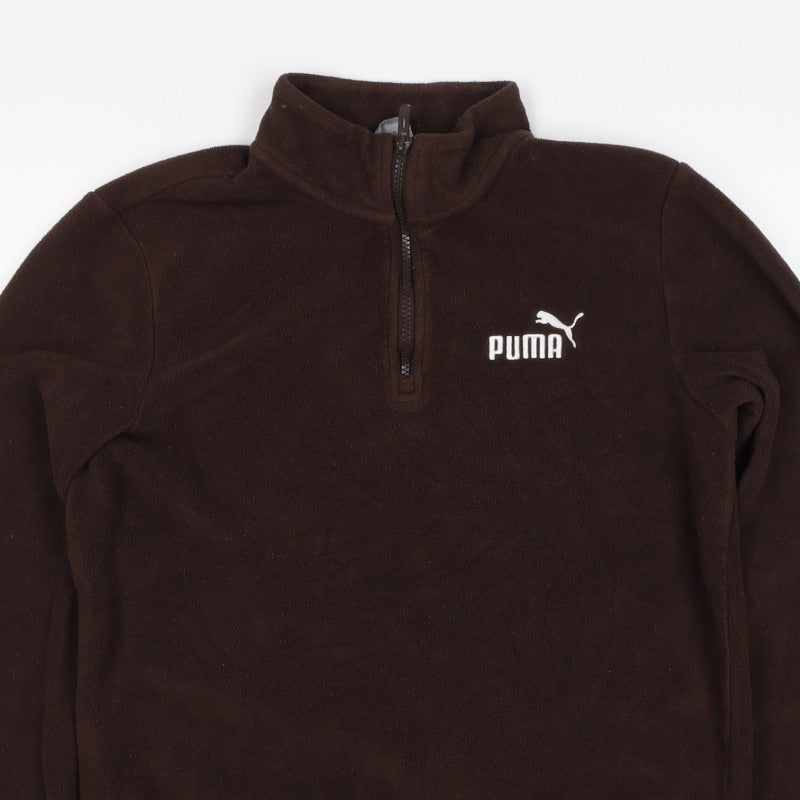 Puma Women’s Brown UK 16 1/4 Zip Fleece Sweatshirt Logo