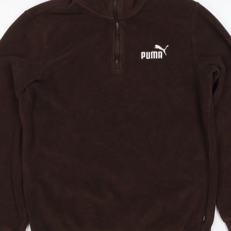 Puma Women’s Brown UK 16 1/4 Zip Fleece Sweatshirt Logo