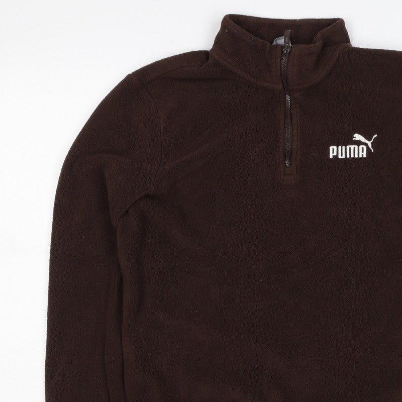 Puma Women’s Brown UK 16 1/4 Zip Fleece Sweatshirt Logo