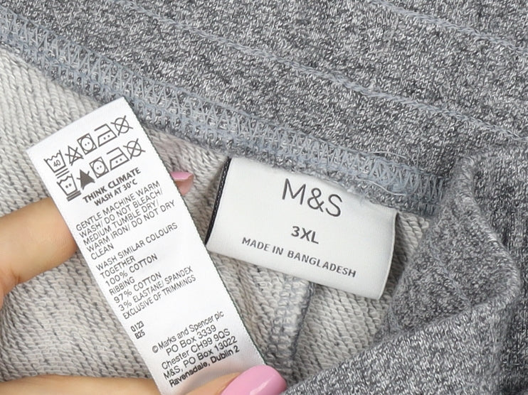 Marks & Spencer Men Grey 3XL Cotton Drawstring Sweat Shorts