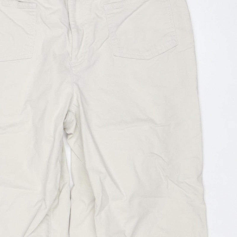 Lands' End Women White Cargo Trousers UK 16 Cotton Stretch Pockets