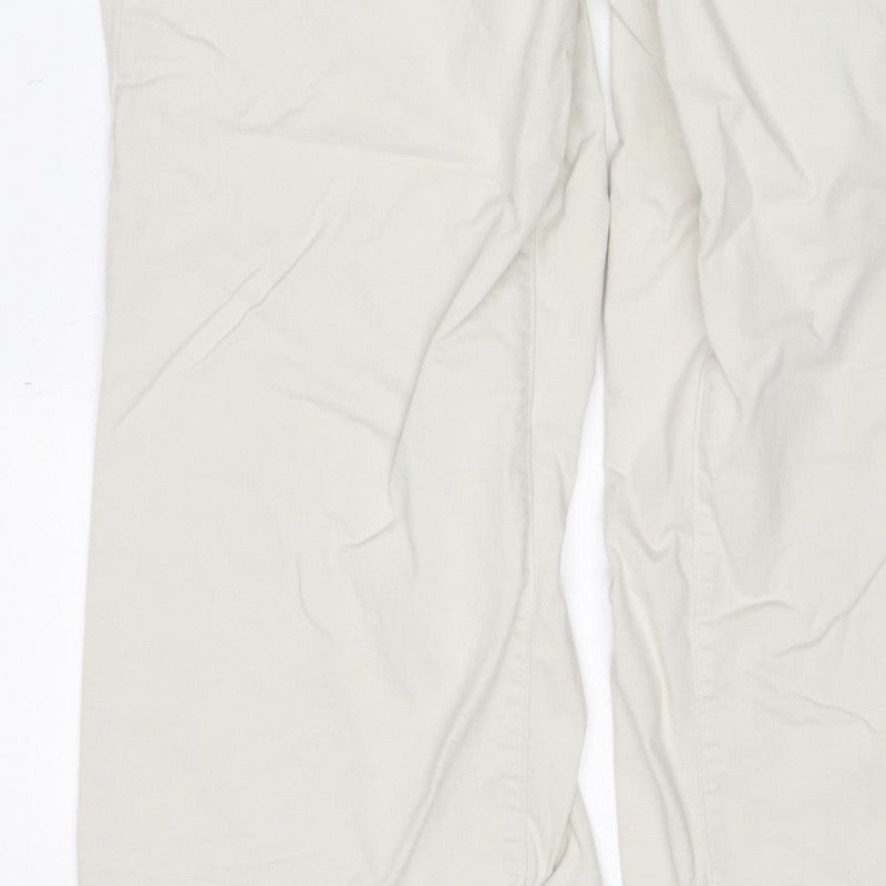 Lands' End Women White Cargo Trousers UK 16 Cotton Stretch Pockets