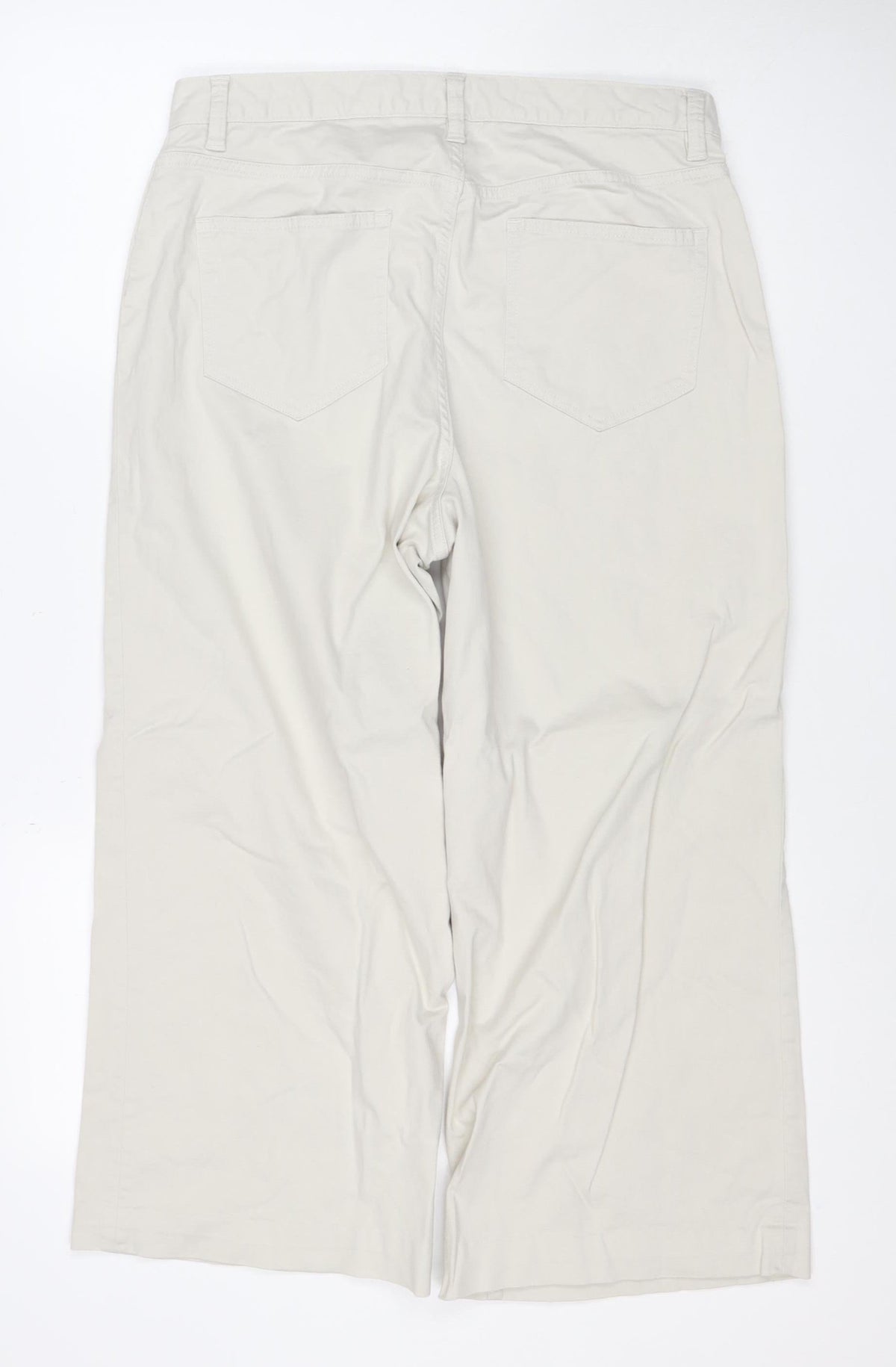 Lands' End Women White Cargo Trousers UK 16 Cotton Stretch Pockets