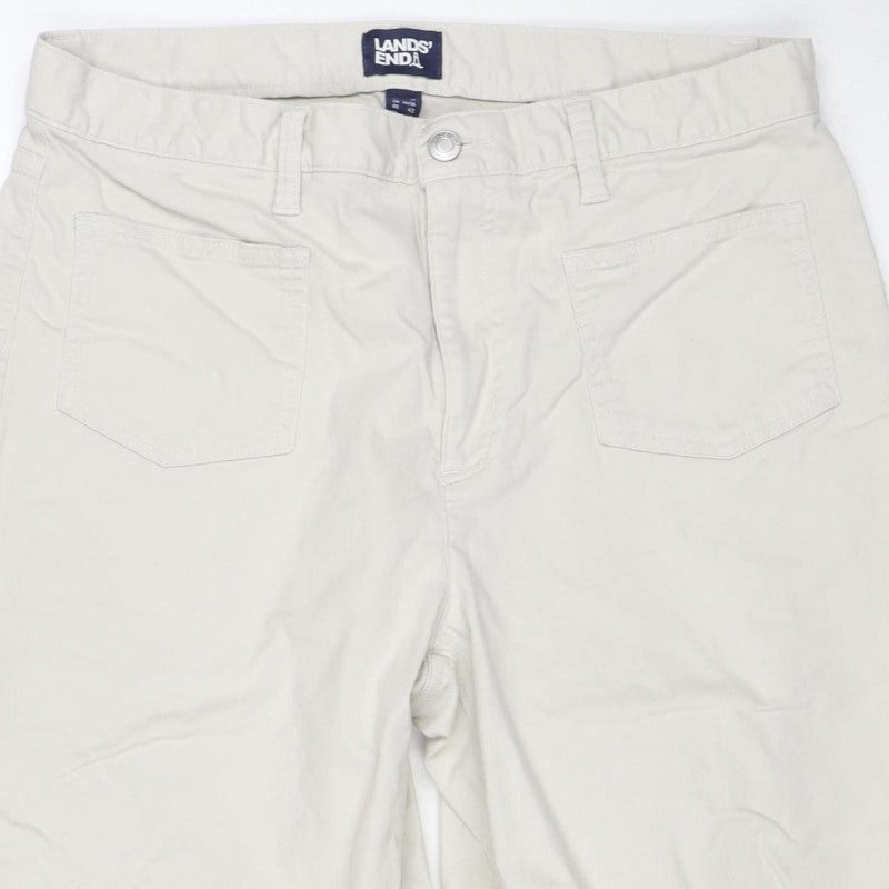 Lands' End Women White Cargo Trousers UK 16 Cotton Stretch Pockets