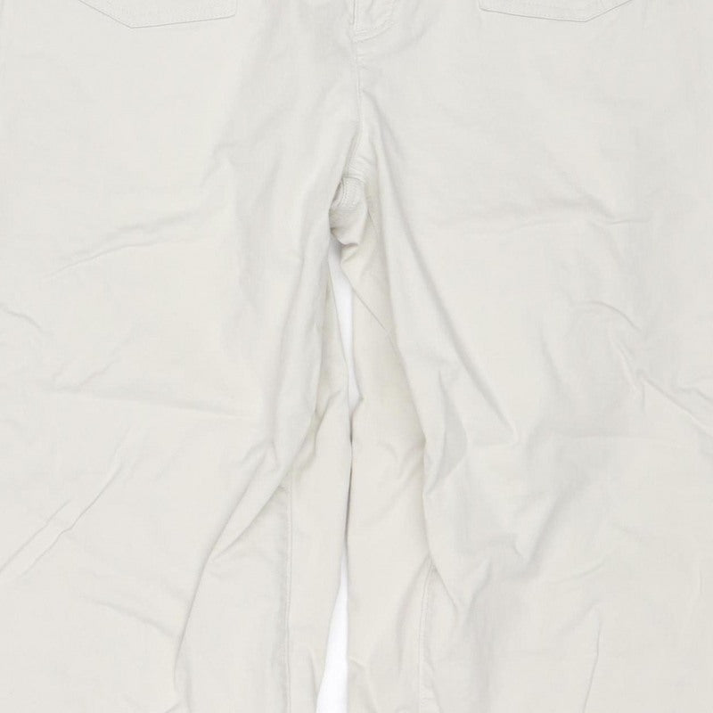 Lands' End Women White Cargo Trousers UK 16 Cotton Stretch Pockets