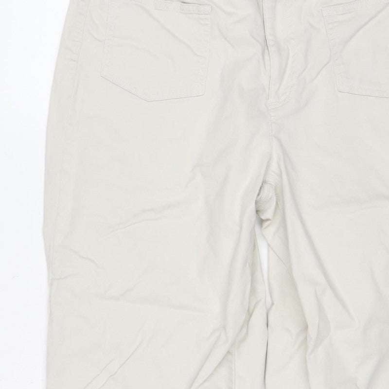 Lands' End Women White Cargo Trousers UK 16 Cotton Stretch Pockets