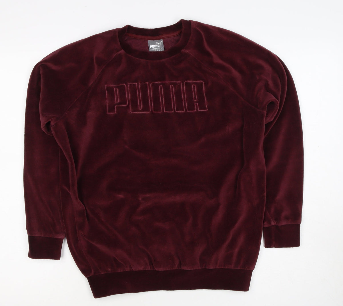 Puma Women Red UK 10 Velour Logo Pullover Sweatshirt