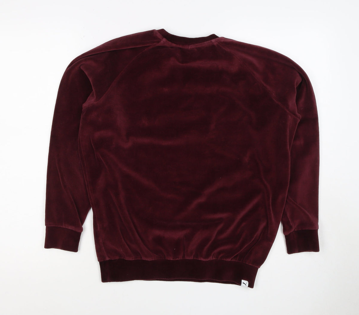 Puma Women Red UK 10 Velour Logo Pullover Sweatshirt