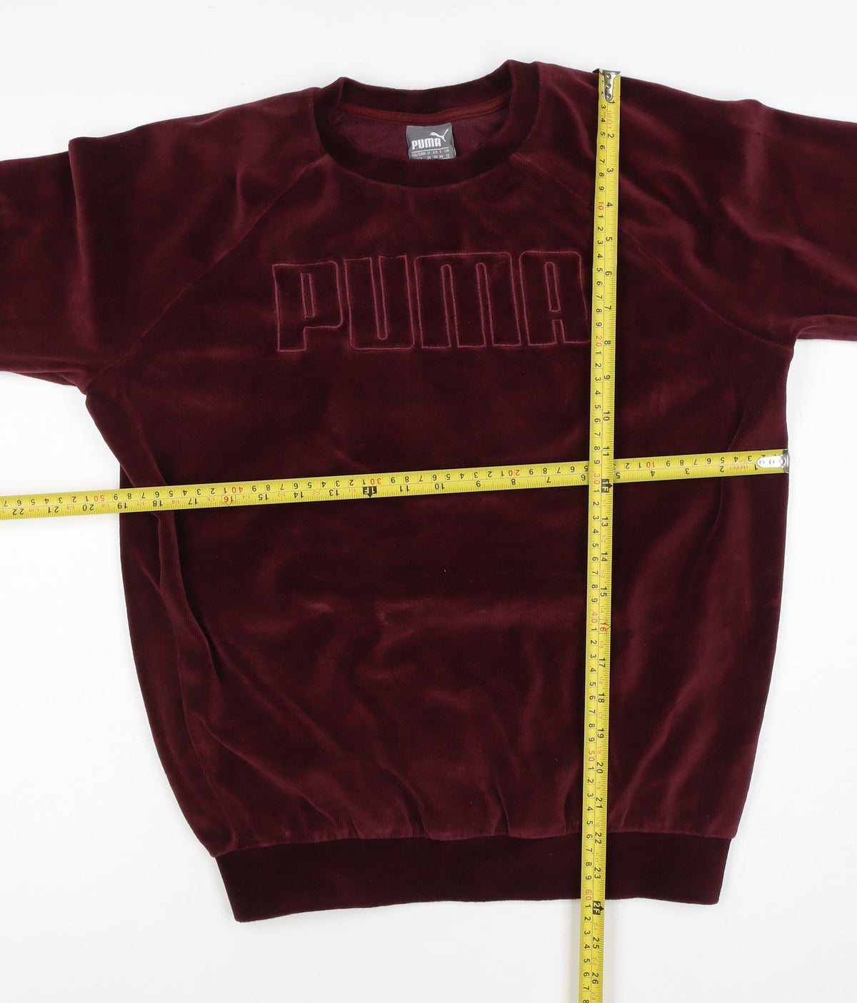 Puma Women Red UK 10 Velour Logo Pullover Sweatshirt