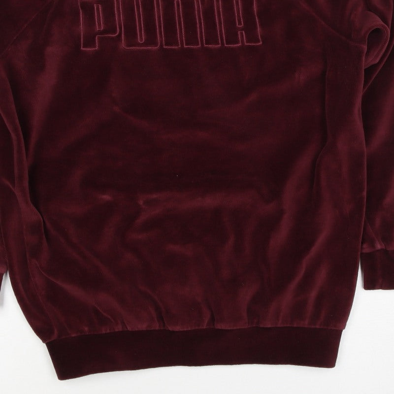 Puma Women Red UK 10 Velour Logo Pullover Sweatshirt