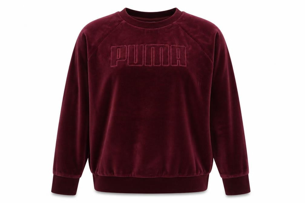 Puma Women Red UK 10 Velour Logo Pullover Sweatshirt