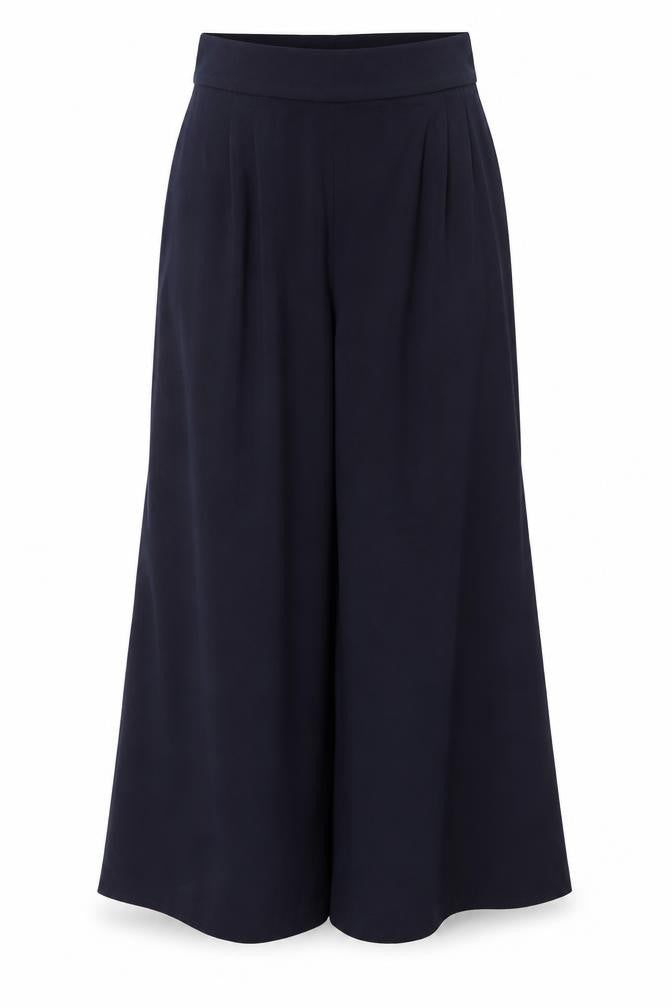 Marks & Spencer Women Blue Size 6 Short Wide Leg Stretch Trousers