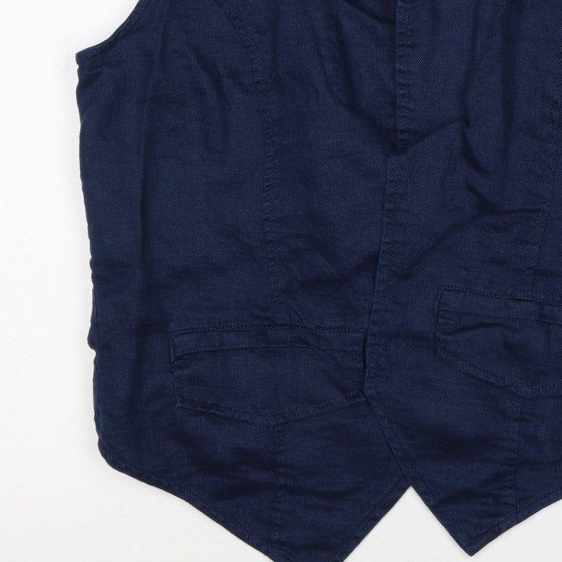 Marks and Spencer Women’s Blue Linen Blend Waistcoat Size 14