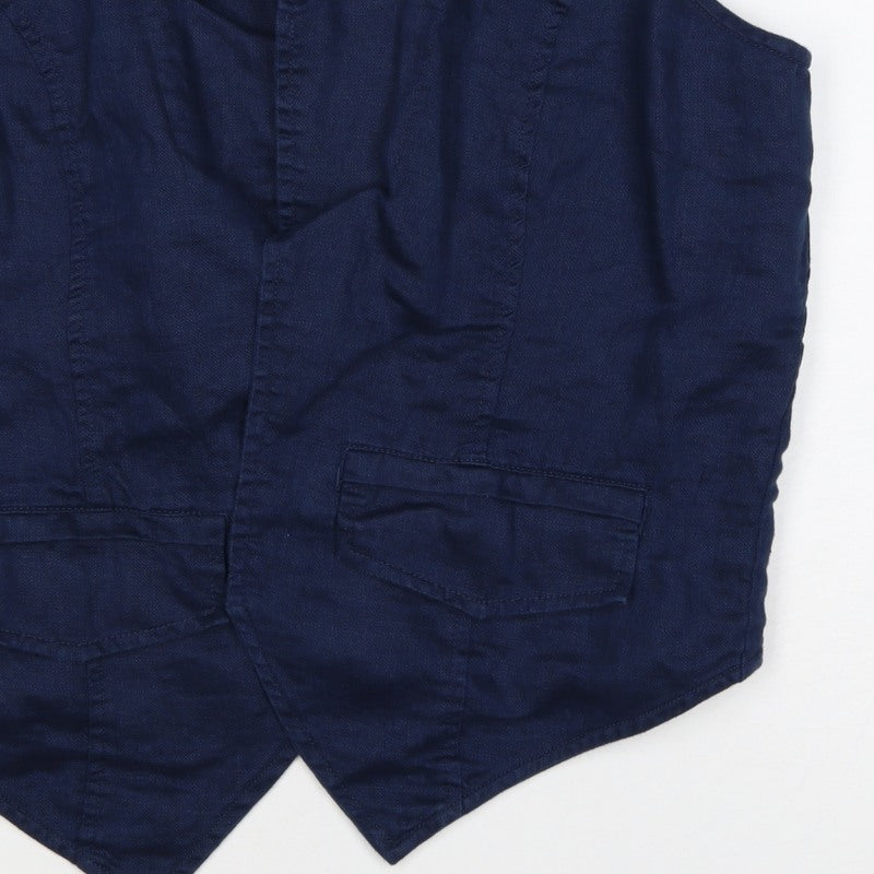 Marks and Spencer Women’s Blue Linen Blend Waistcoat Size 14