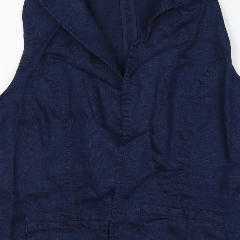 Marks and Spencer Women’s Blue Linen Blend Waistcoat Size 14