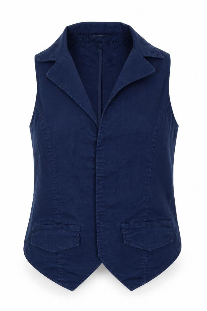 Marks and Spencer Women’s Blue Linen Blend Waistcoat Size 14