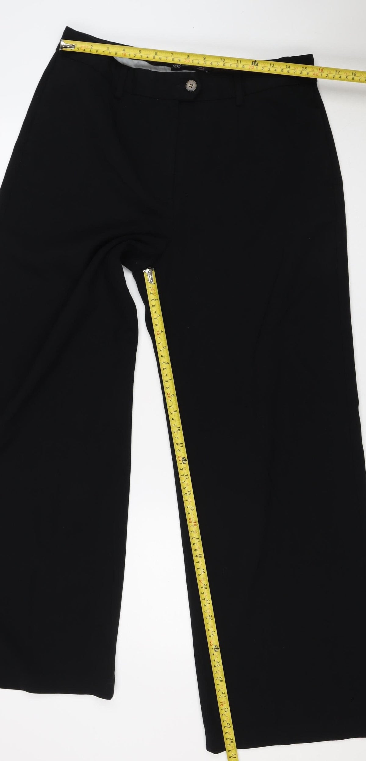 Marks & Spencer Women’s Black UK 16 Long Straight Tailored Trousers