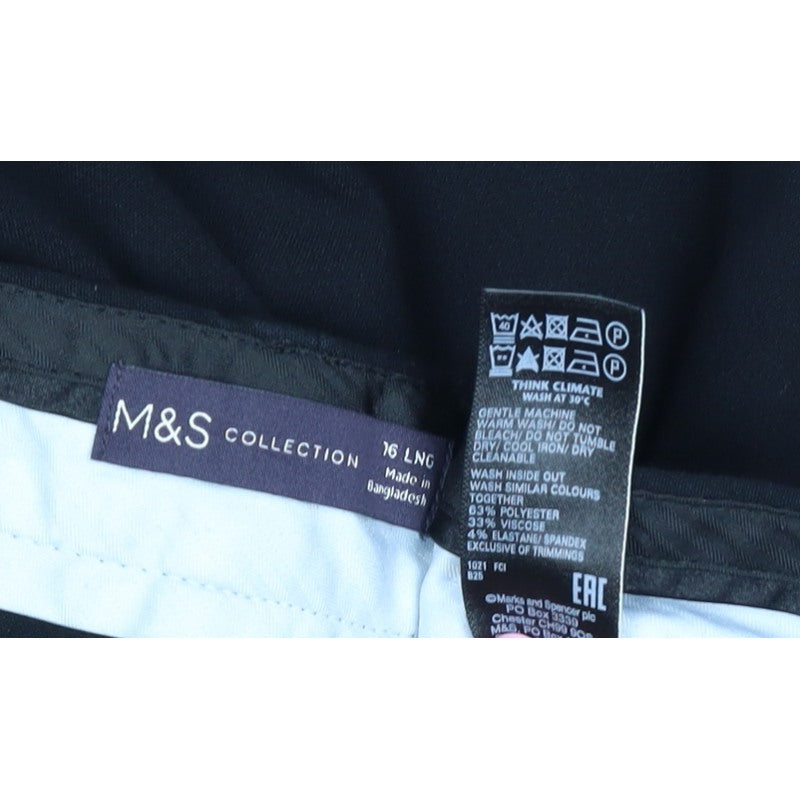 Marks & Spencer Women’s Black UK 16 Long Straight Tailored Trousers