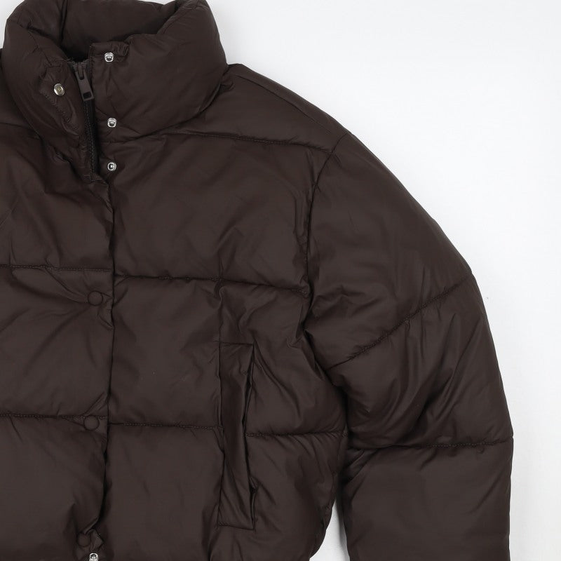 Zara Women’s Brown XS Cropped Puffer Jacket Quilted Zip