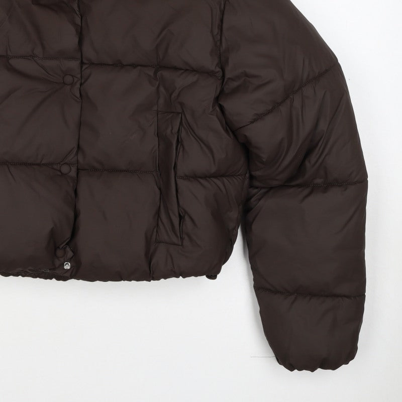 Zara Women’s Brown XS Cropped Puffer Jacket Quilted Zip