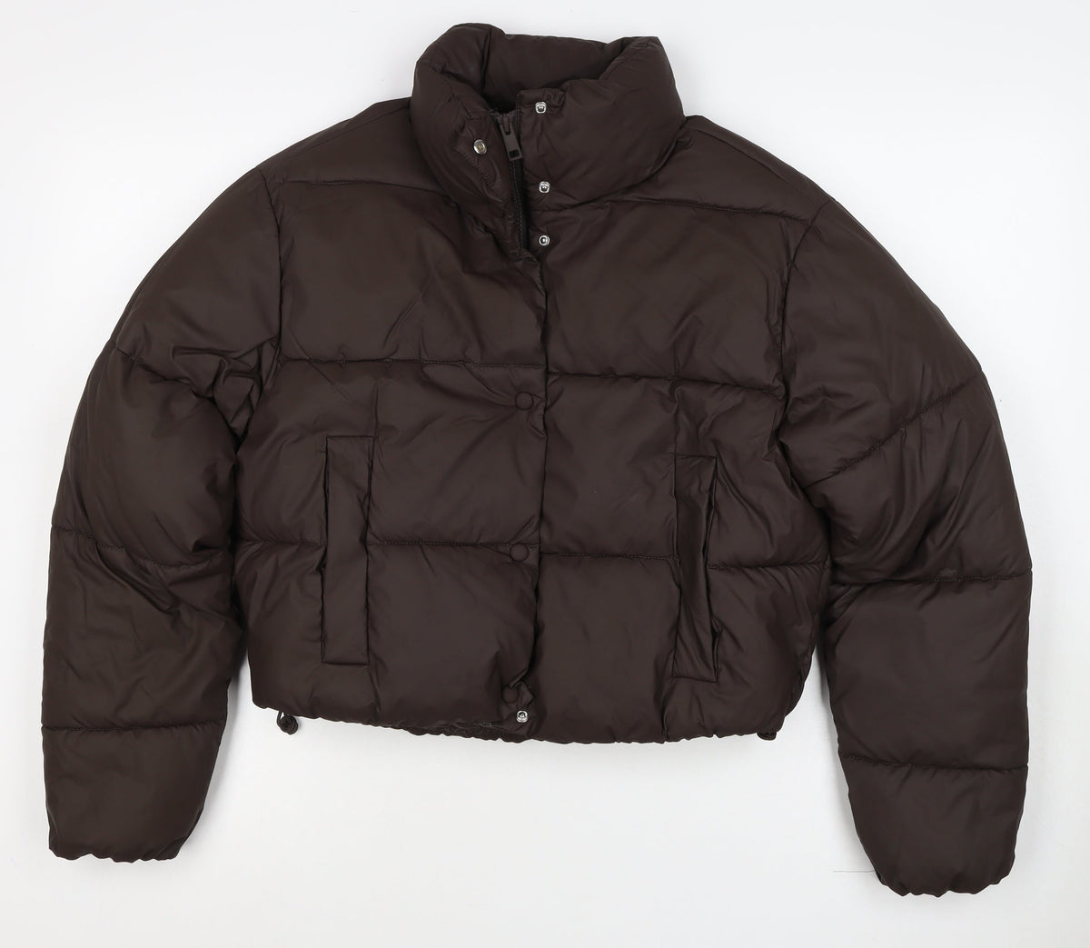 Zara Women’s Brown XS Cropped Puffer Jacket Quilted Zip
