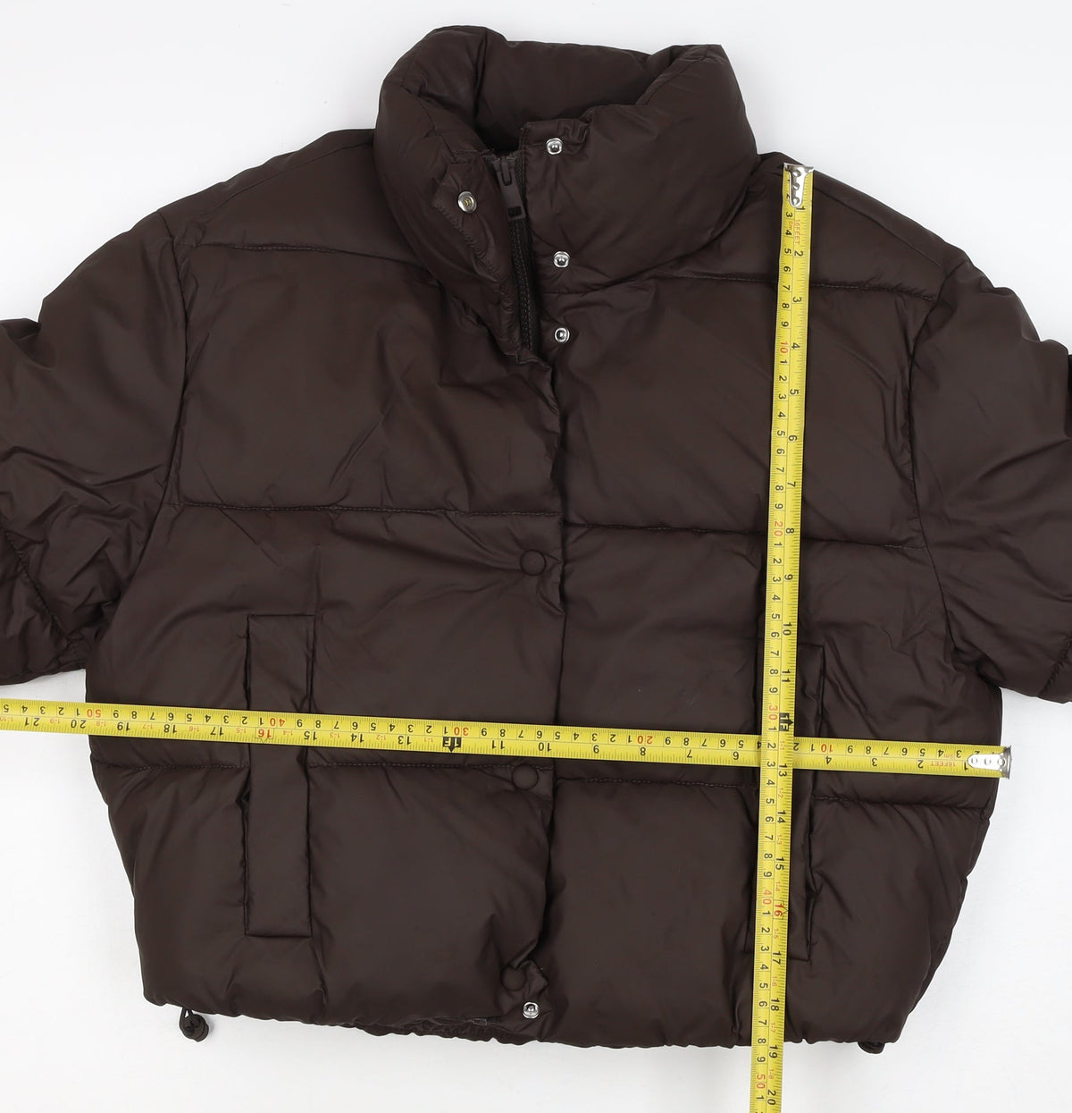 Zara Women’s Brown XS Cropped Puffer Jacket Quilted Zip
