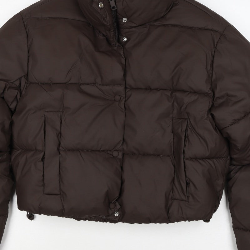 Zara Women’s Brown XS Cropped Puffer Jacket Quilted Zip
