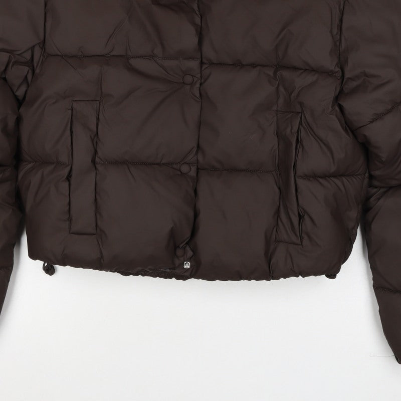 Zara Women’s Brown XS Cropped Puffer Jacket Quilted Zip