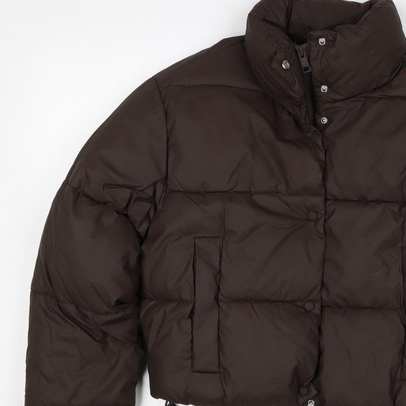 Zara Women’s Brown XS Cropped Puffer Jacket Quilted Zip