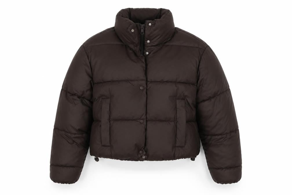 Zara Women’s Brown XS Cropped Puffer Jacket Quilted Zip