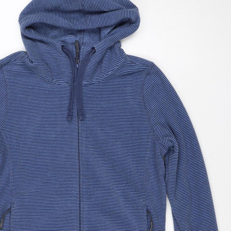 Peter Storm Women's Blue Stripe Size 12 Hooded Full Zip Fleece Jacket