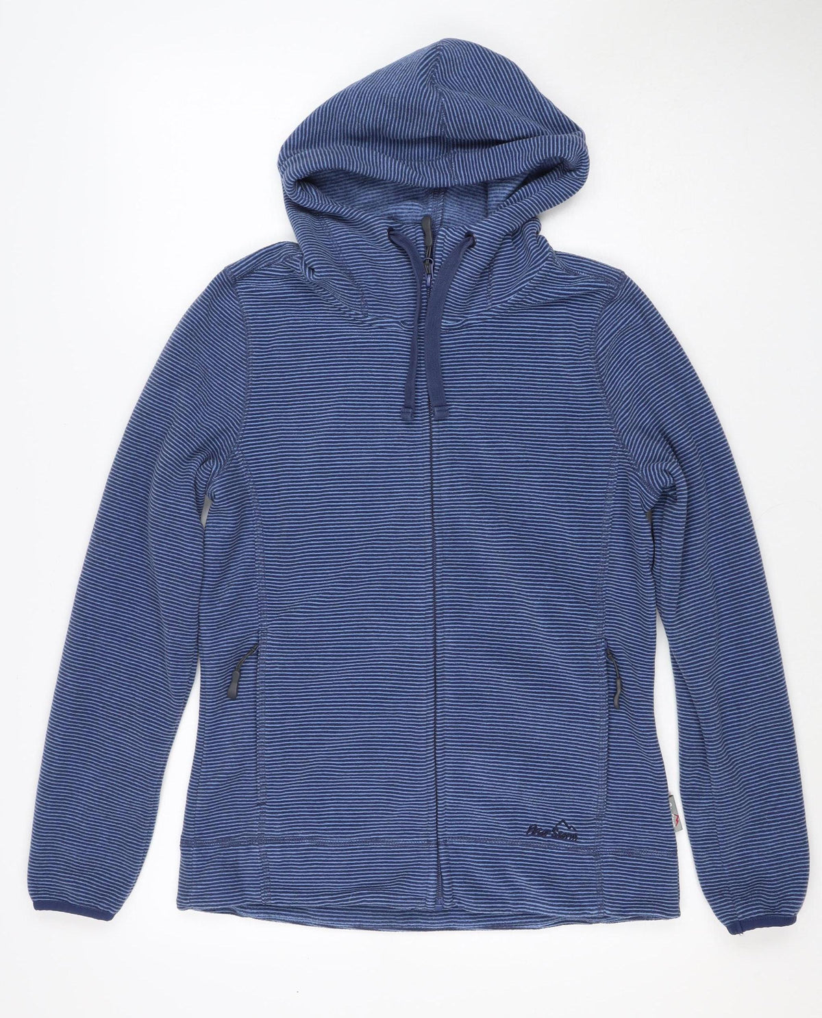 Peter Storm Women's Blue Stripe Size 12 Hooded Full Zip Fleece Jacket