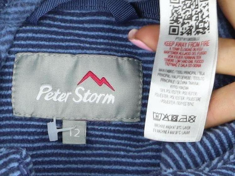 Peter Storm Women's Blue Stripe Size 12 Hooded Full Zip Fleece Jacket
