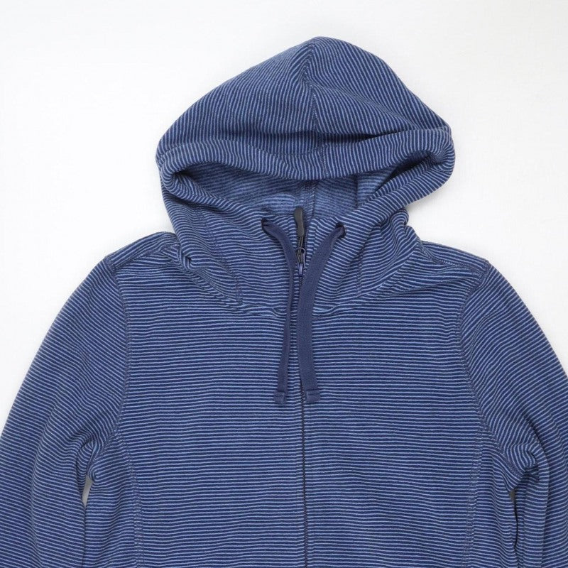 Peter Storm Women's Blue Stripe Size 12 Hooded Full Zip Fleece Jacket