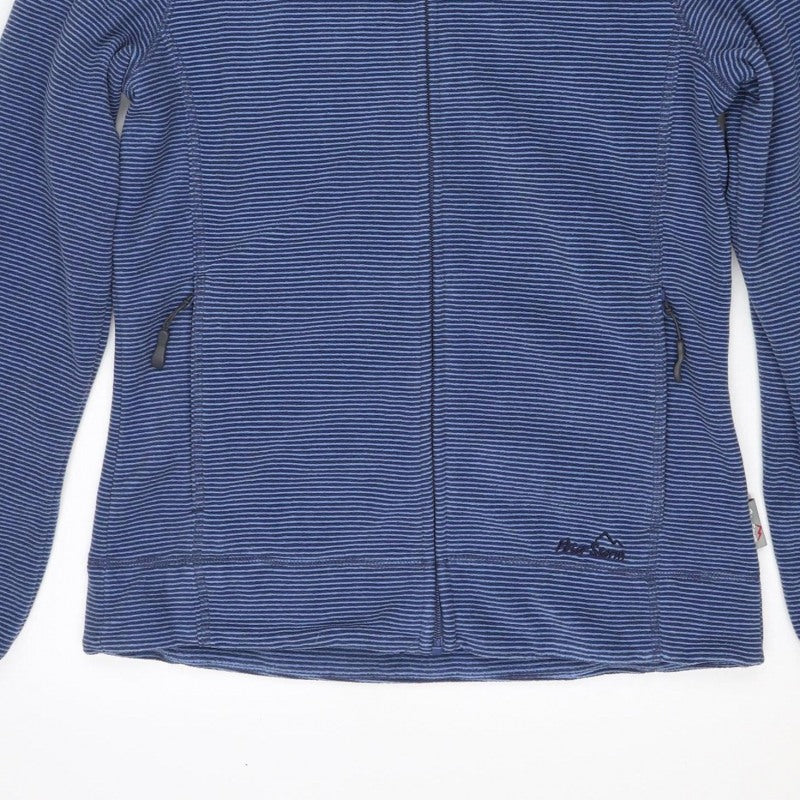 Peter Storm Women's Blue Stripe Size 12 Hooded Full Zip Fleece Jacket