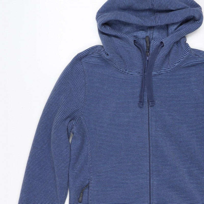Peter Storm Women's Blue Stripe Size 12 Hooded Full Zip Fleece Jacket