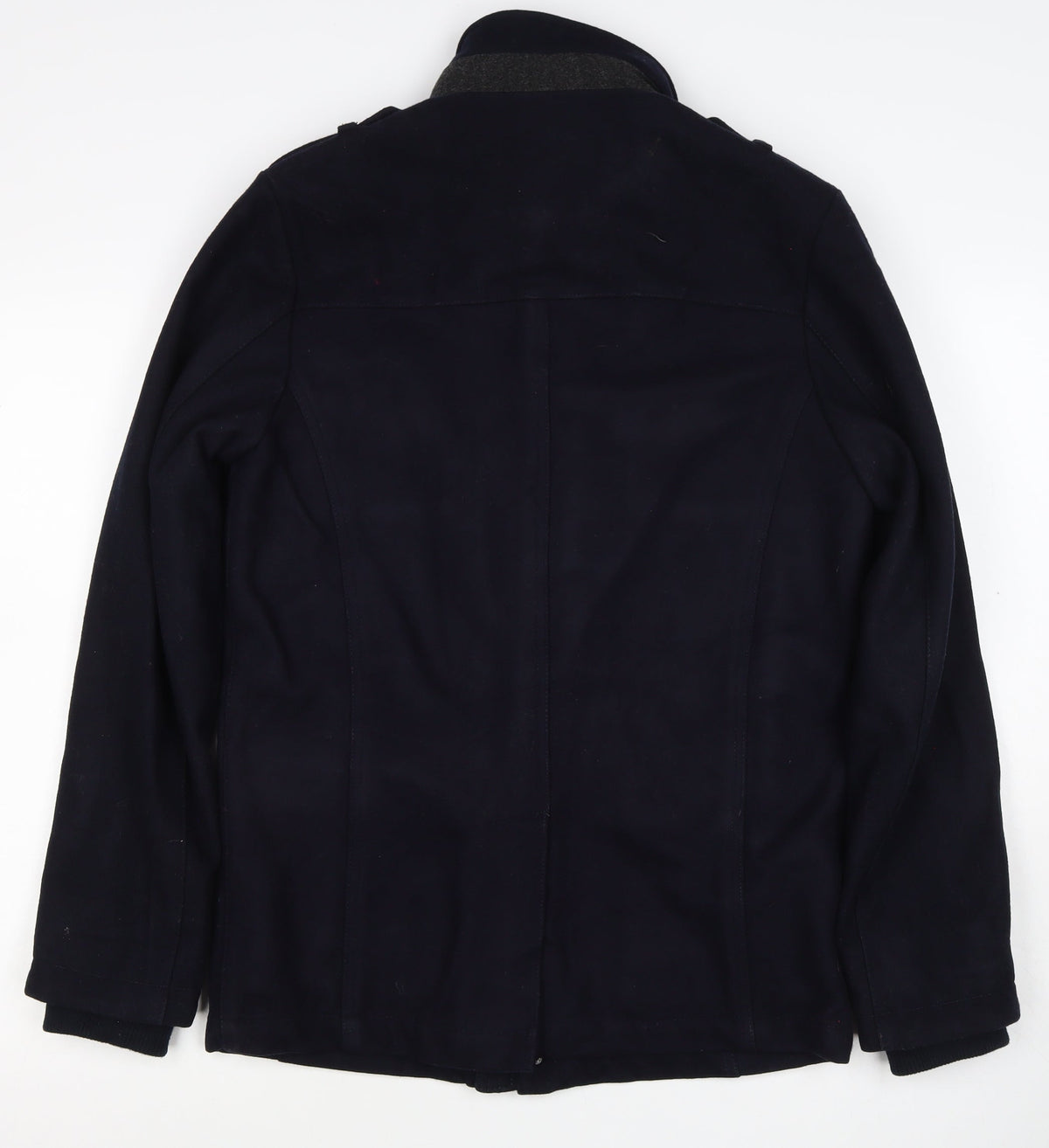 Linea Men’s Black S Wool Blend Military Style Mid-Length Coat
