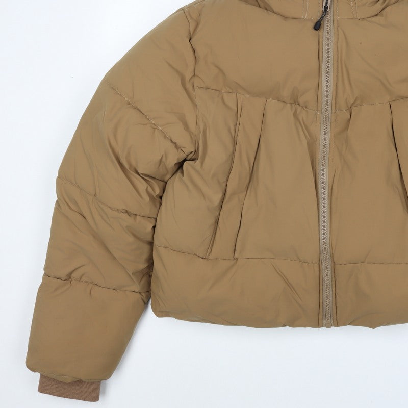 ASOS DESIGN Women’s Brown XL Hooded Puffer Jacket Zip