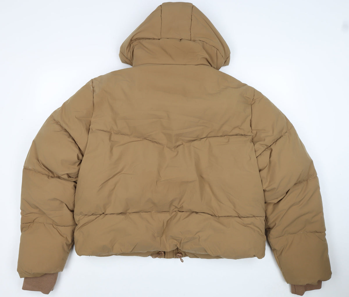 ASOS DESIGN Women’s Brown XL Hooded Puffer Jacket Zip