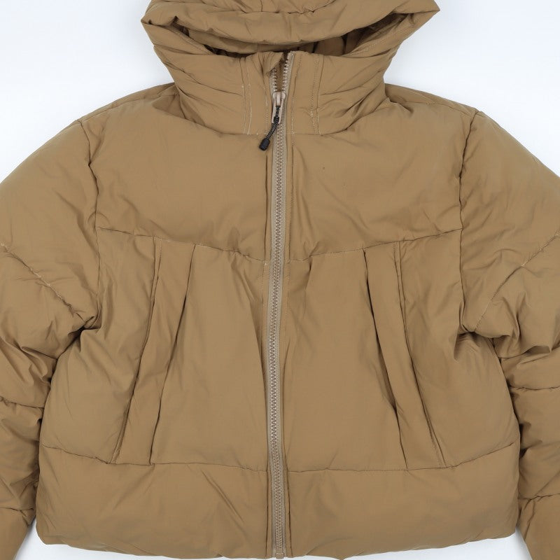 ASOS DESIGN Women’s Brown XL Hooded Puffer Jacket Zip