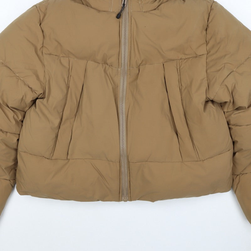 ASOS DESIGN Women’s Brown XL Hooded Puffer Jacket Zip