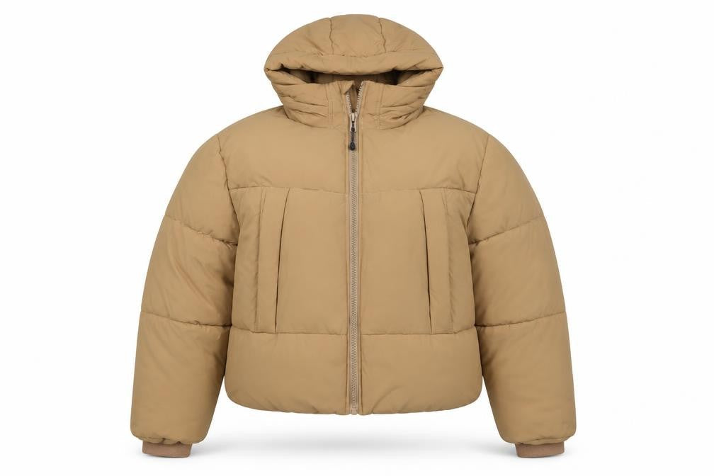 ASOS DESIGN Women’s Brown XL Hooded Puffer Jacket Zip