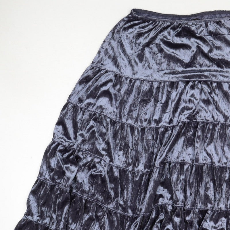 Garage Women Grey Velvet Tiered Peasant Skirt Size M
