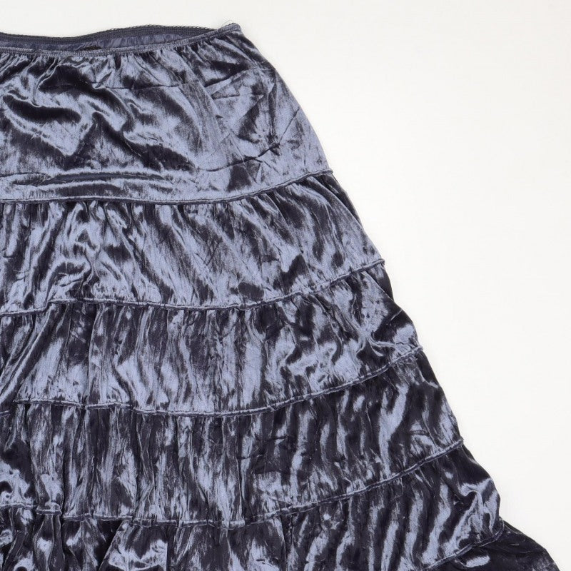 Garage Women Grey Velvet Tiered Peasant Skirt Size M