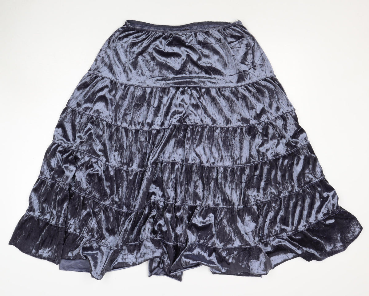 Garage Women Grey Velvet Tiered Peasant Skirt Size M