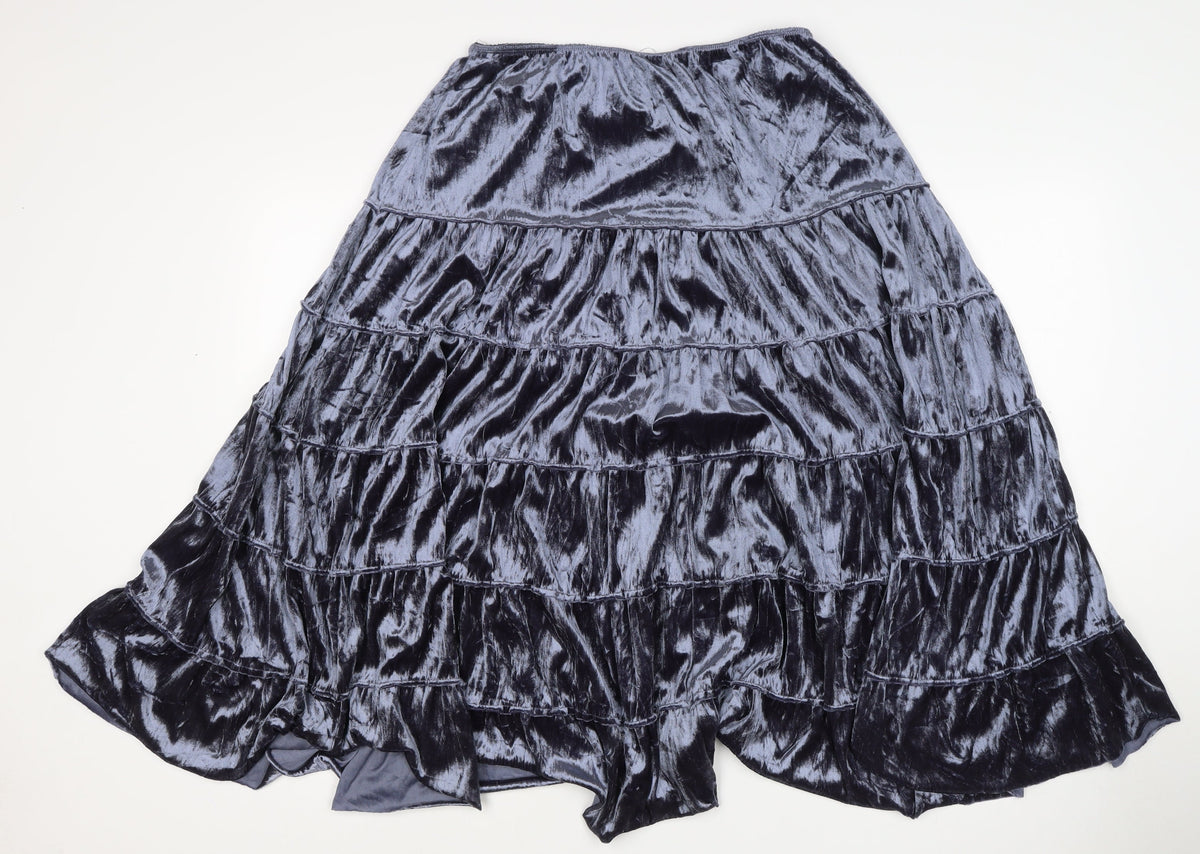 Garage Women Grey Velvet Tiered Peasant Skirt Size M
