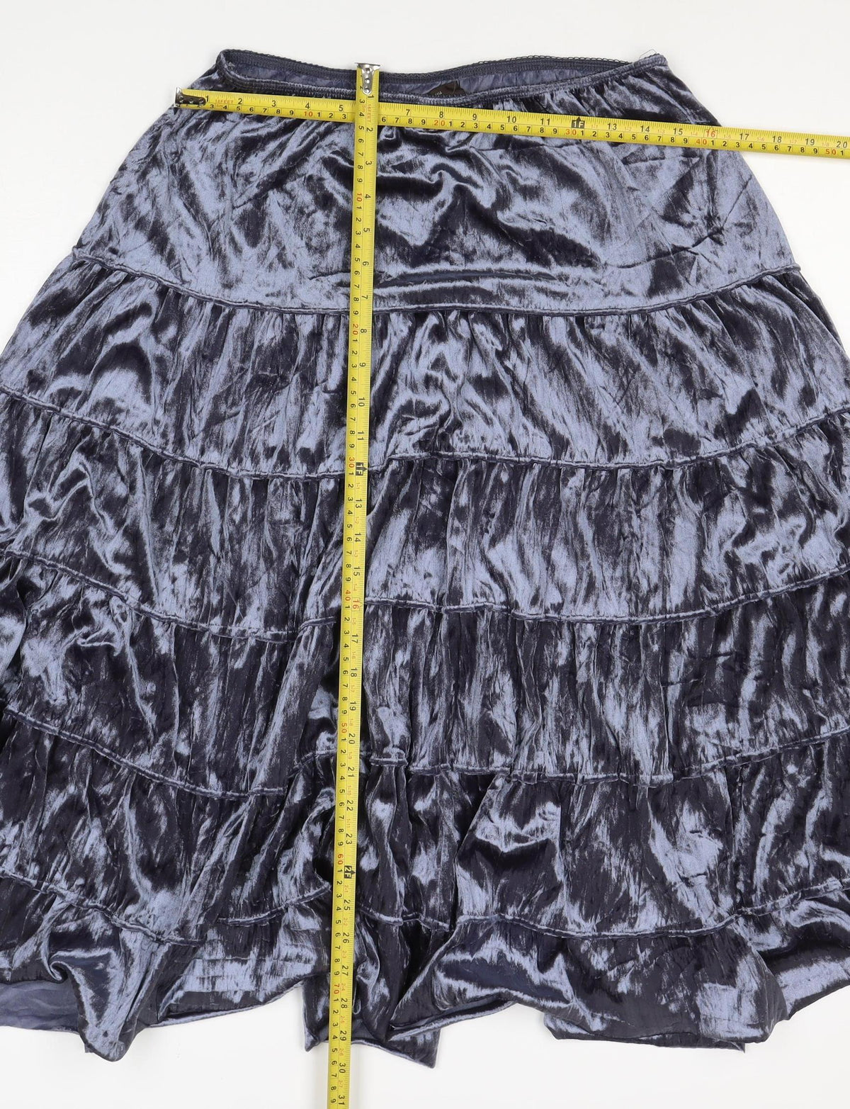 Garage Women Grey Velvet Tiered Peasant Skirt Size M