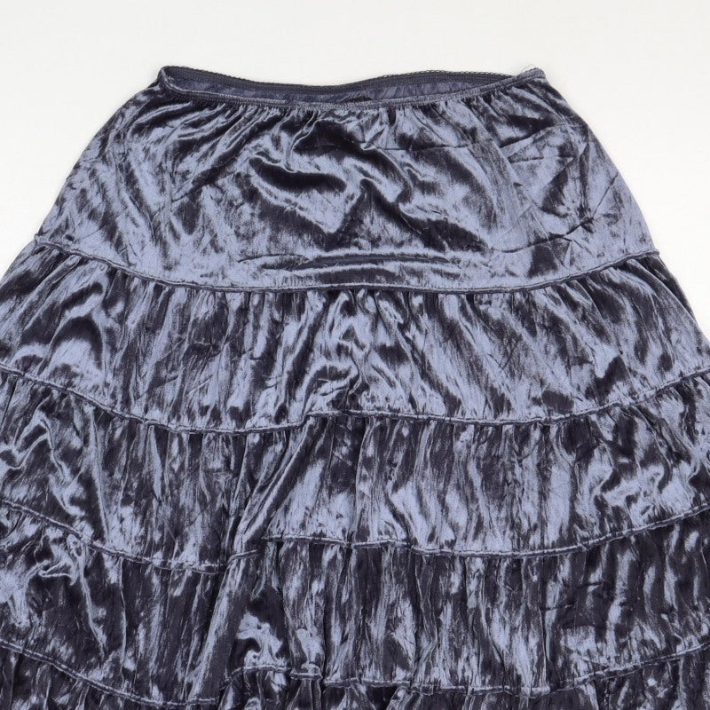 Garage Women Grey Velvet Tiered Peasant Skirt Size M