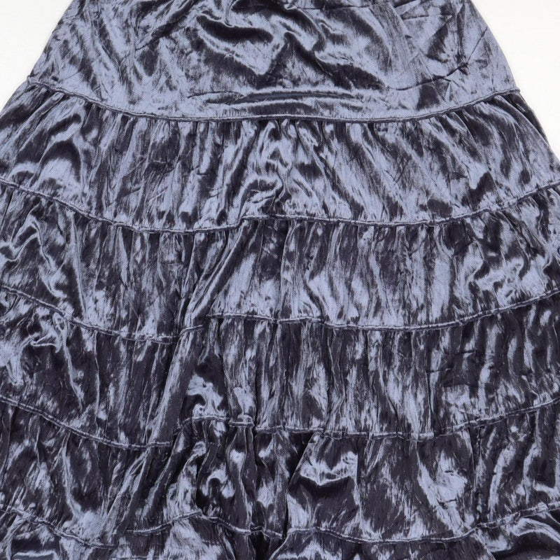 Garage Women Grey Velvet Tiered Peasant Skirt Size M