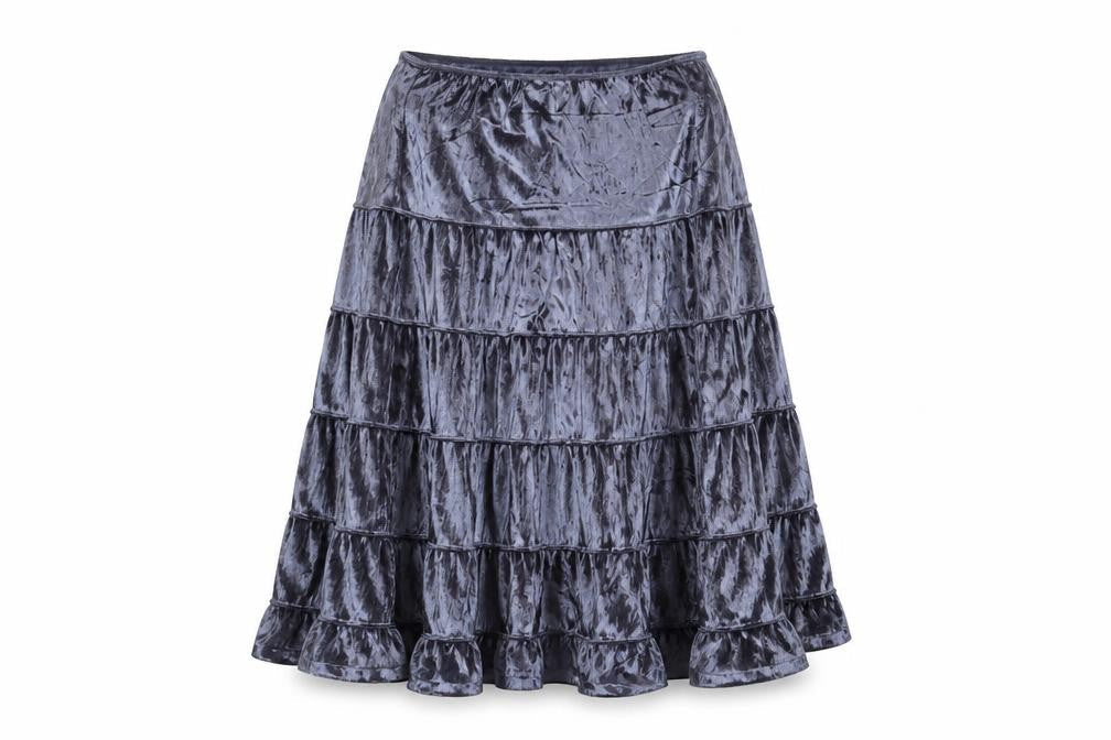 Garage Women Grey Velvet Tiered Peasant Skirt Size M